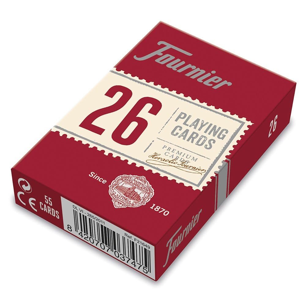Baraja de Bridge Fournier Nº 26: rojo y azul, calidad premium