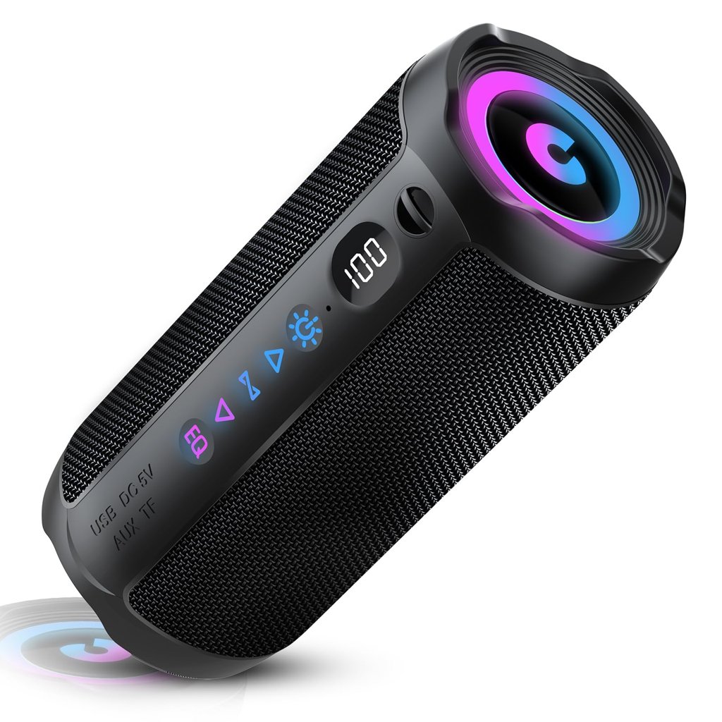 Altavoz Bluetooth portátil 25 W con luz RGB y resistencia al agua
