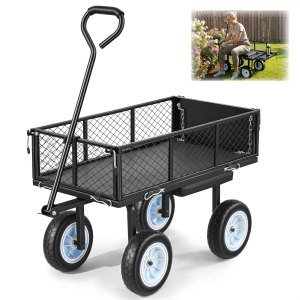 Carro de jardín con ruedas, 226 kg, acero reforzado