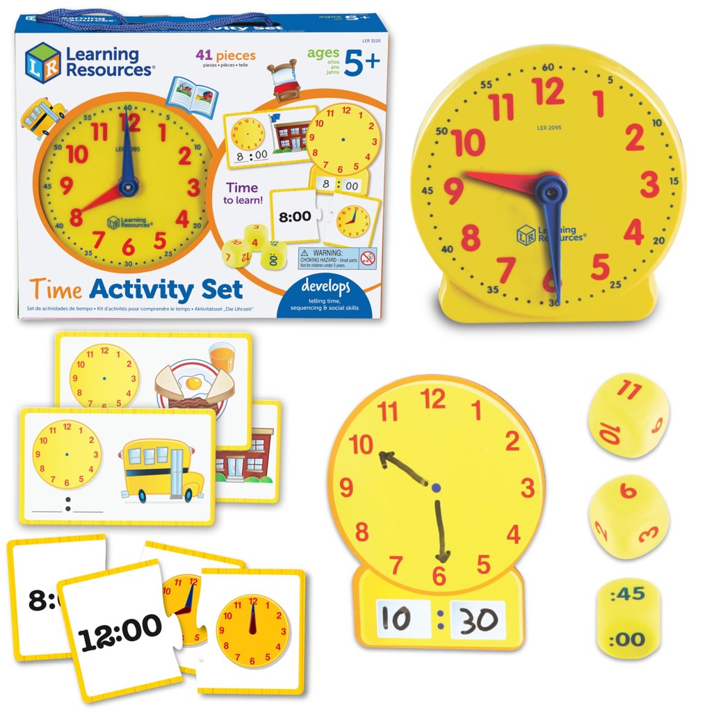 Reloj educativo con actividades para dominar la hora digital y analógica