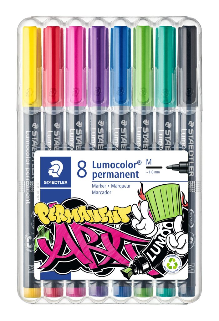 Set de 8 rotuladores permanentes Staedtler Lumocolor – colores intensos
