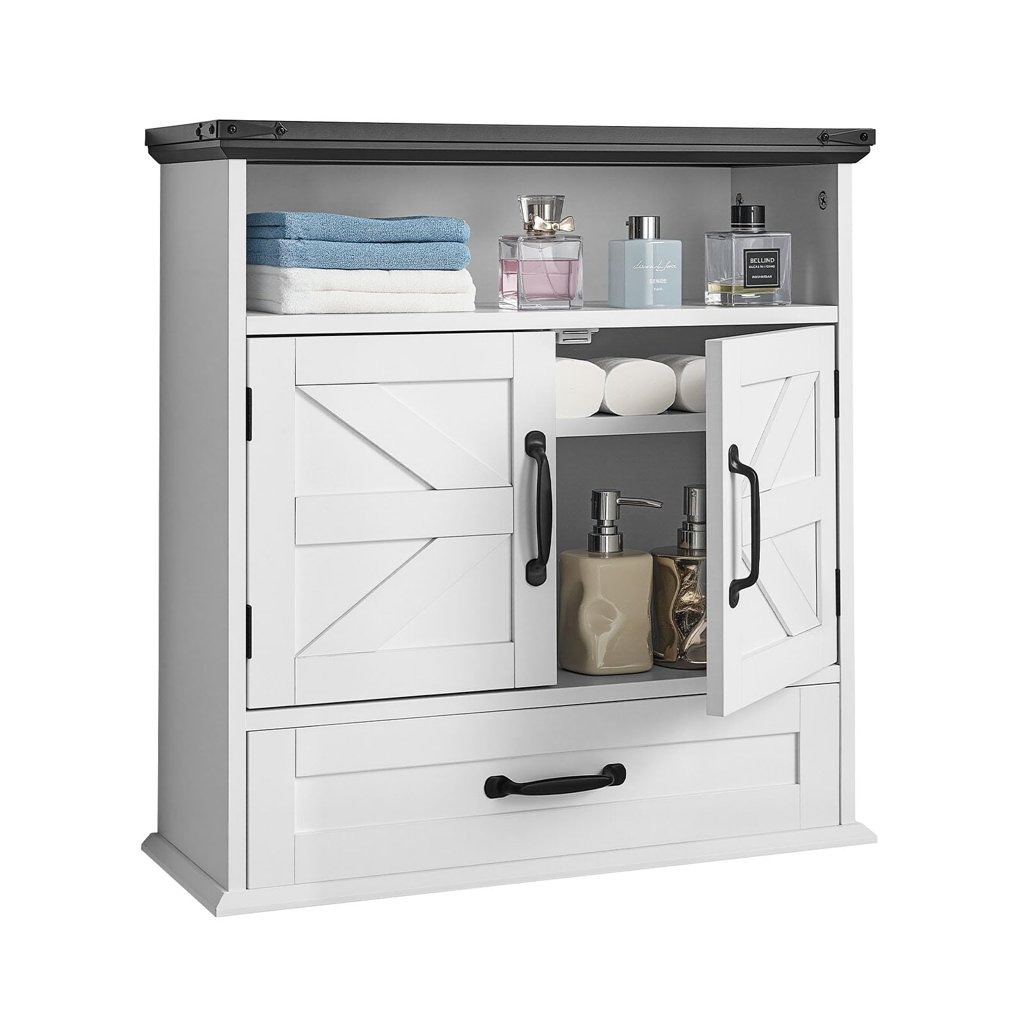 VEVOR Armario de Pared para Baño 61 × 23 × 63,7 cm | 2 puertas | Estantes ajustables | Blanco