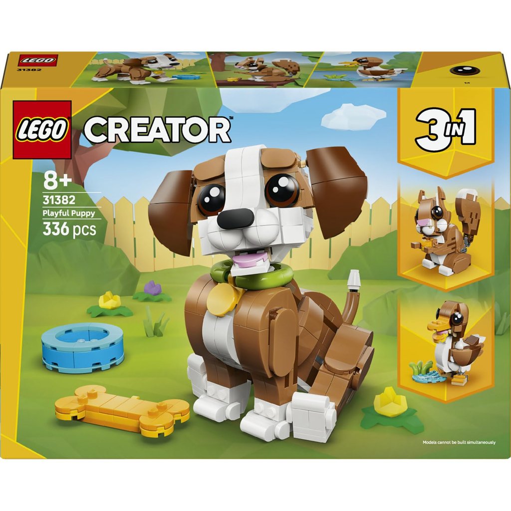 LEGO Creator 3 en 1 Simpáticos Animales: Cachorro Juguetón Juguetes 8+ años, figura de animal transformable en