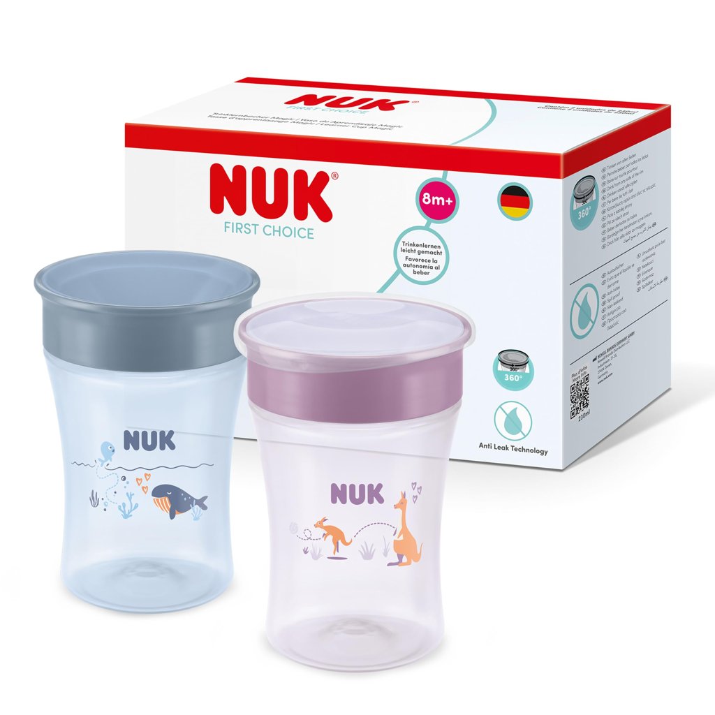 Vaso de aprendizaje NUK Magic Cup 2x, 230 ml, sin derrames