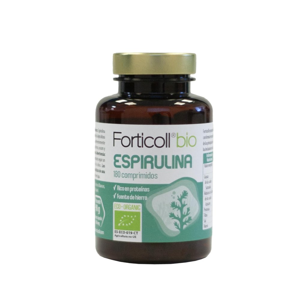 Forticoll - Espirulina Comprimidos BIO, Espirulina Ecológica, Proteína Vegana, Antioxidante, Sin Gluten, Sin L