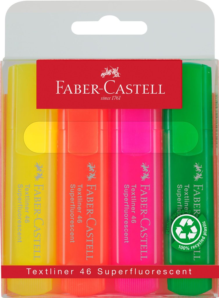 Pack de 4 marcadores fluorescentes – colores brillantes