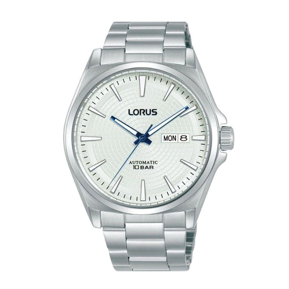 Reloj automático Lorus blanco plateado: estilo y precisión