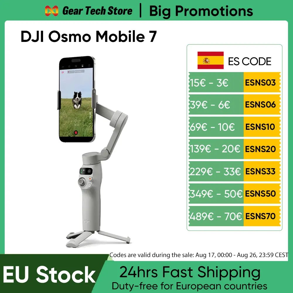 Gimbal DJI Osmo Mobile 7 con estabilización de 3 ejes