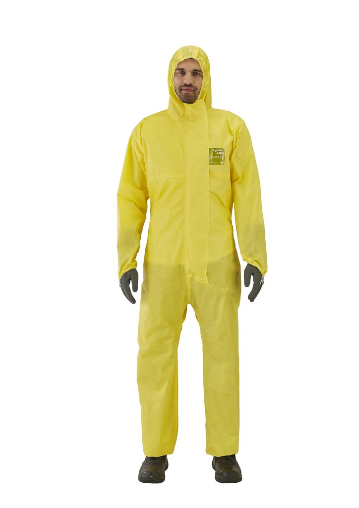 Traje desechable químico Ansell AlphaTec 2300, protección total