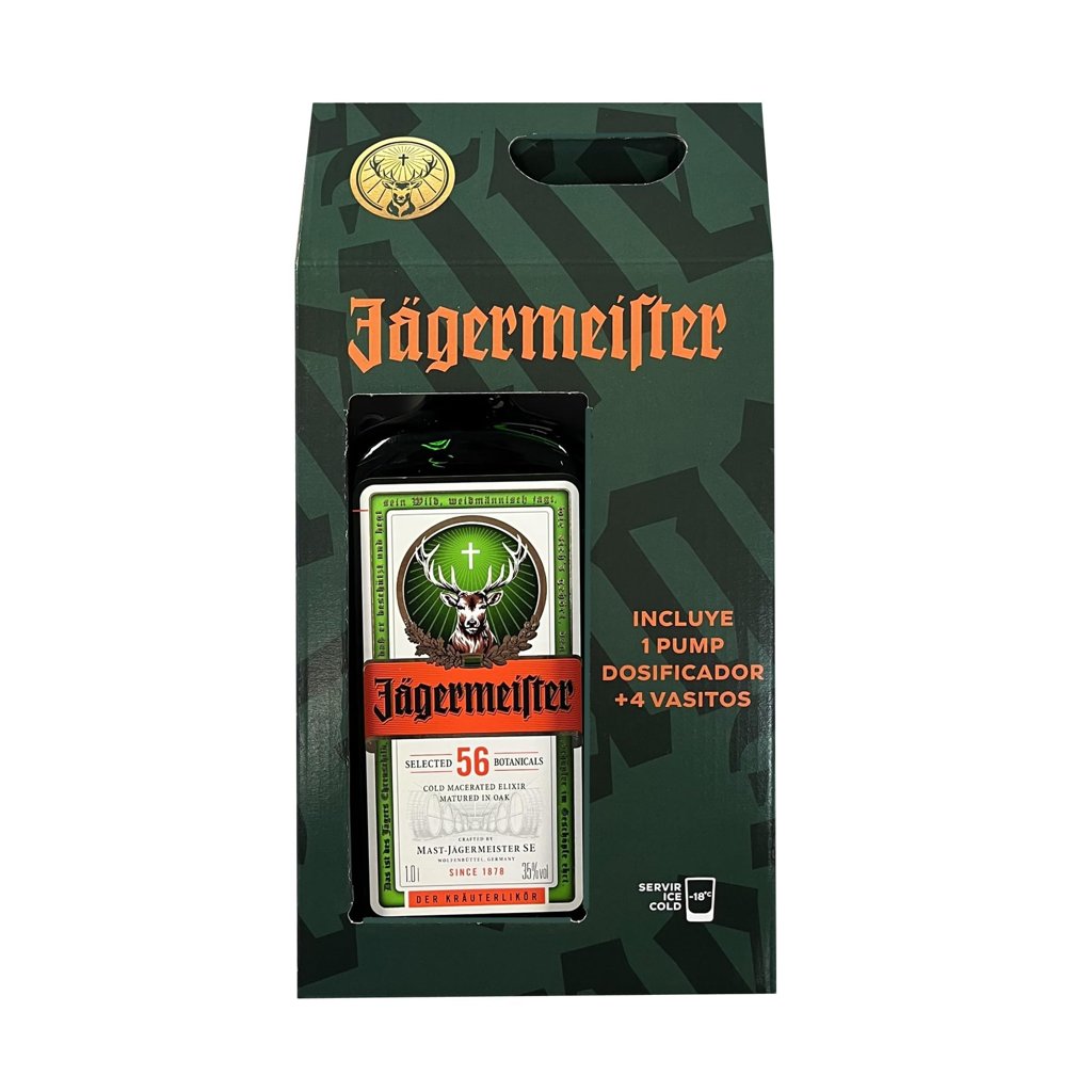 Pack Jägermeister All Together: 1,75 L + dispensador y vasos