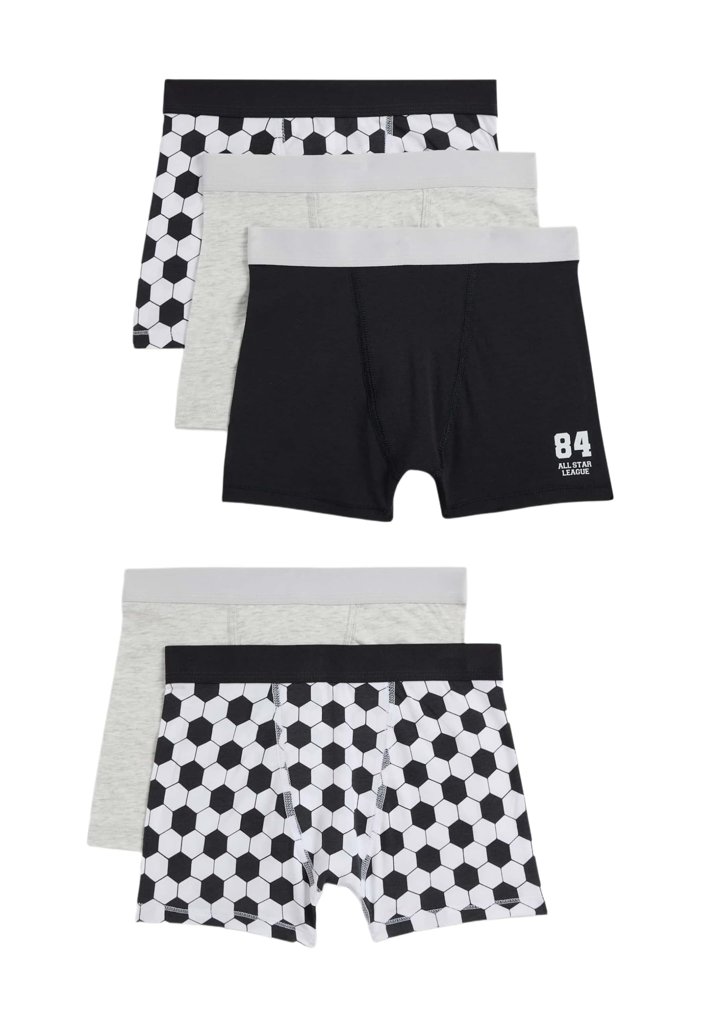 Pack de 5 bóxers infantiles con diseño de fútbol