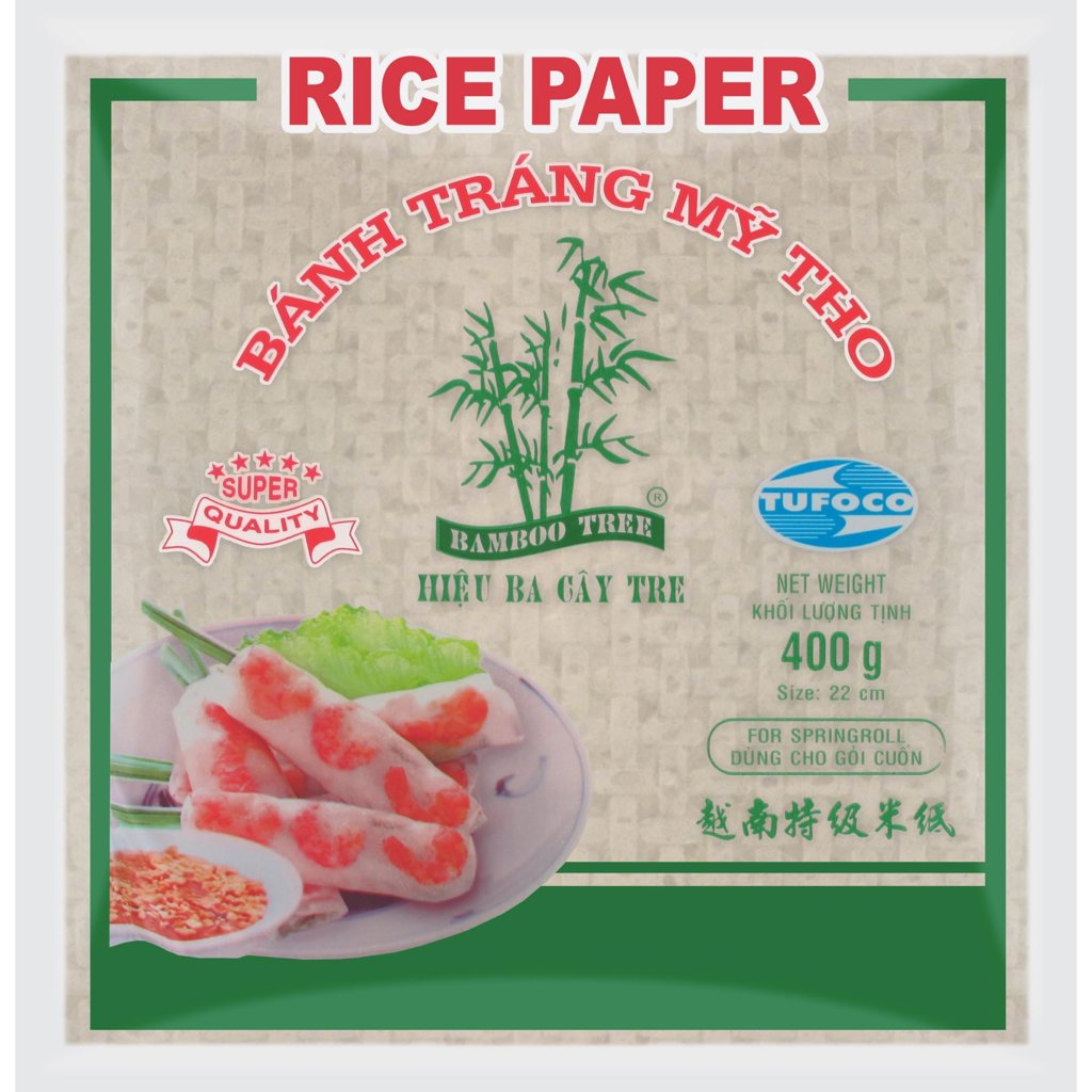 ¡Papel de arroz cuadrado 22 cm – 400 g de Bamboo Tree, perfecto para sushi!
