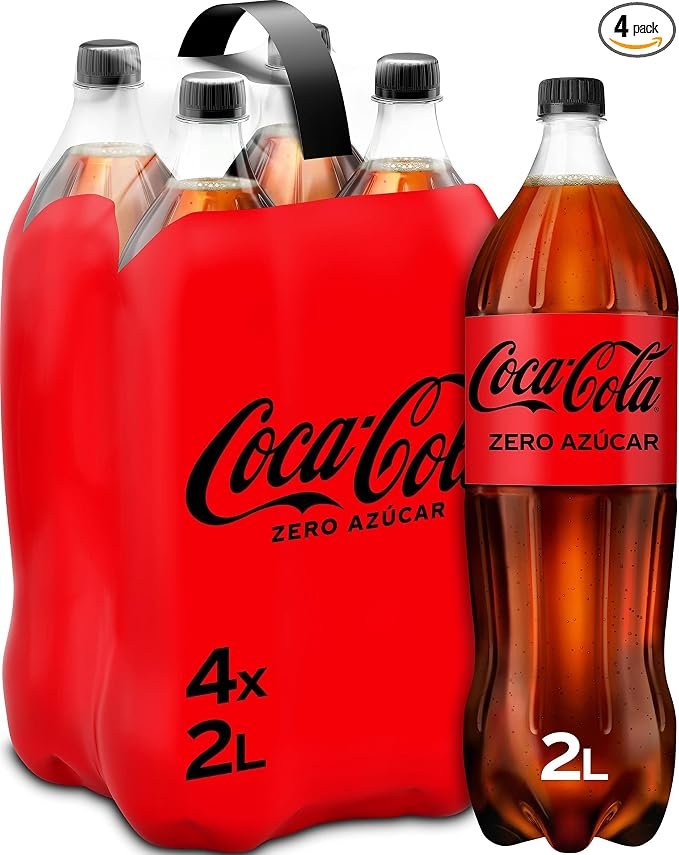 Pack de 4 botellas de 2L de Coca-Cola Zero, ¡refresco sin azúcar!