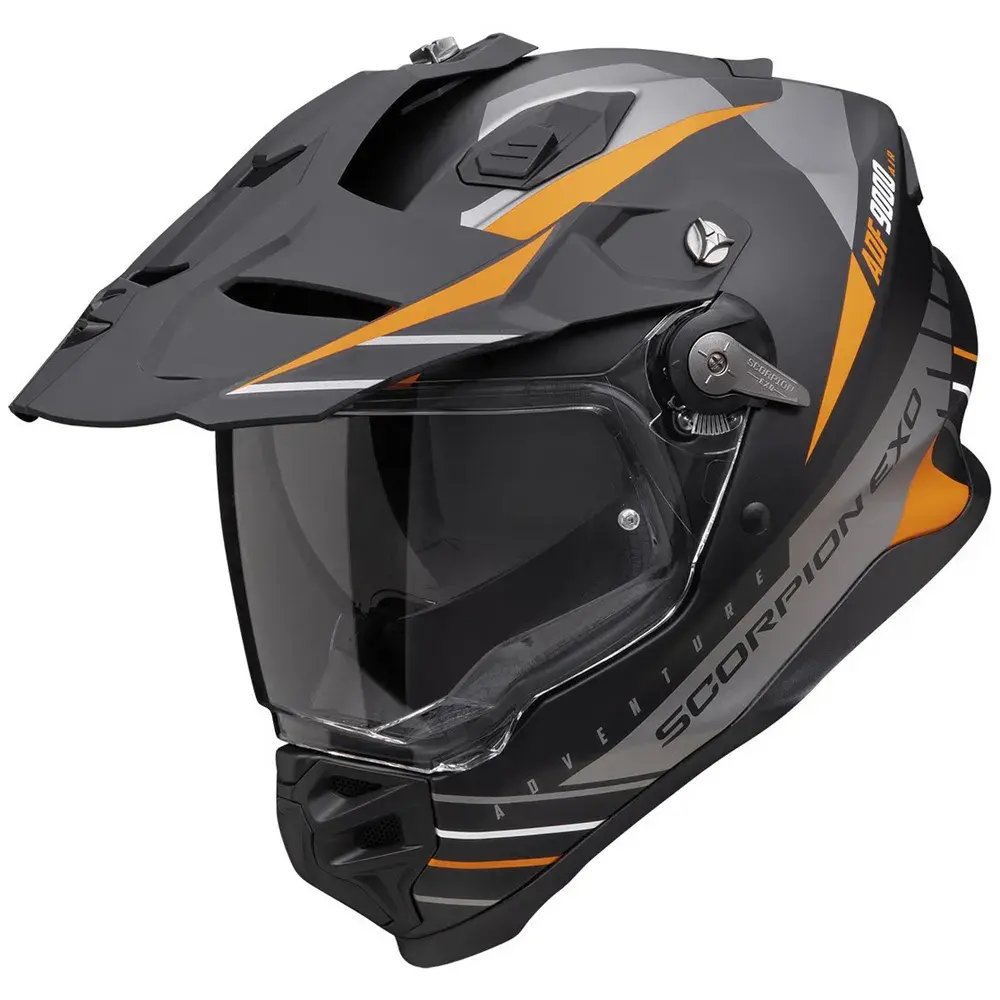 Casco Trail Scorpion ADF‑9000 Air Feat en naranja/plata: seguridad y estilo