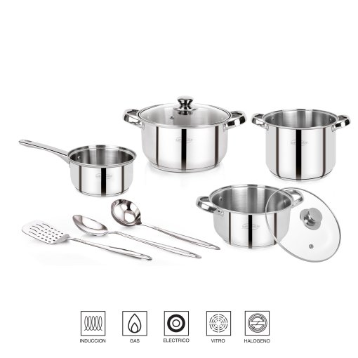 Set de 9 piezas SAN IGNACIO Lexia en acero inoxidable – cocina profesional