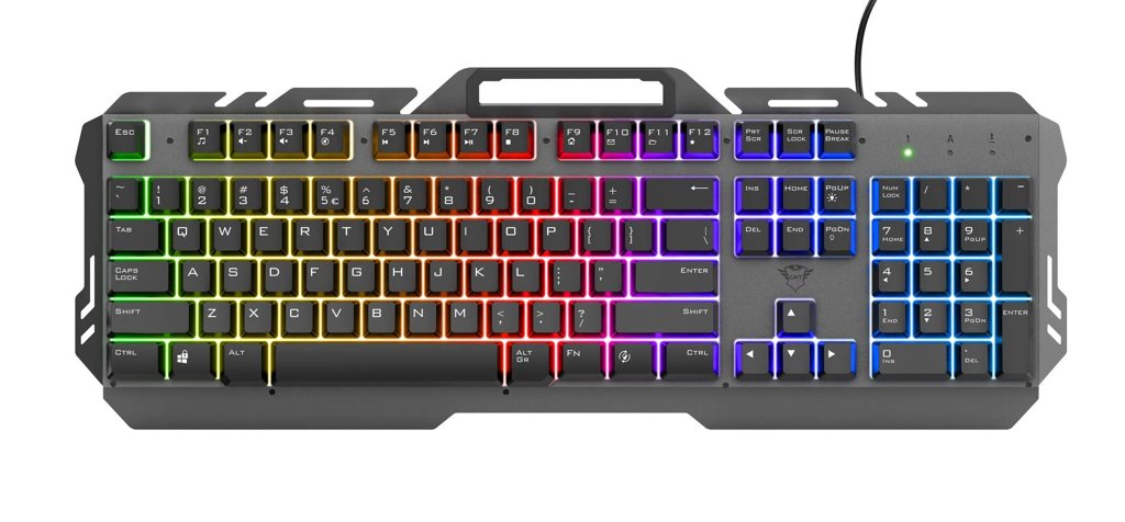 Trust GXT 853 ESCA Teclado Gaming de Membrana con Cable, Iluminación LED y Placa Metálica