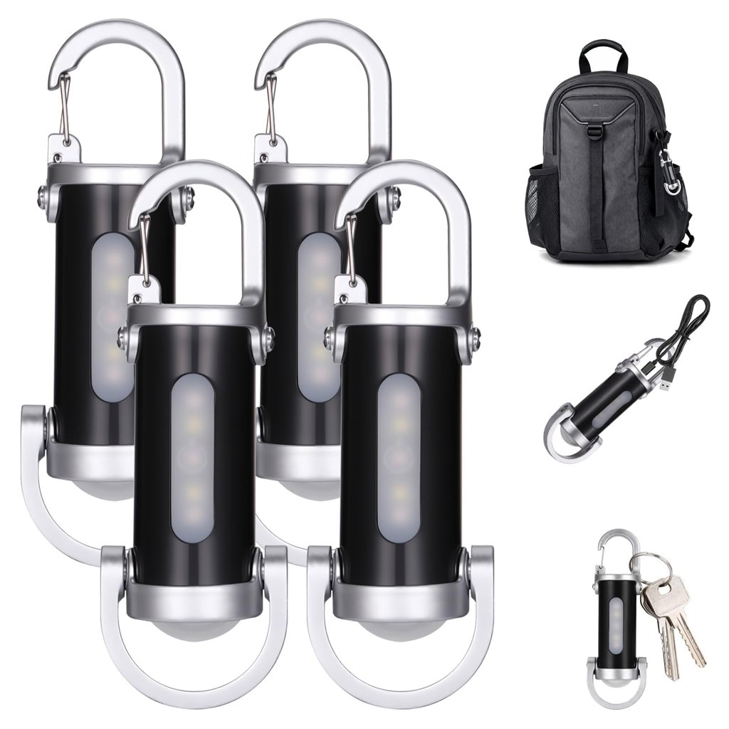 Pack de 4 linternas llavero LED 1200 lm, recargables e impermeables