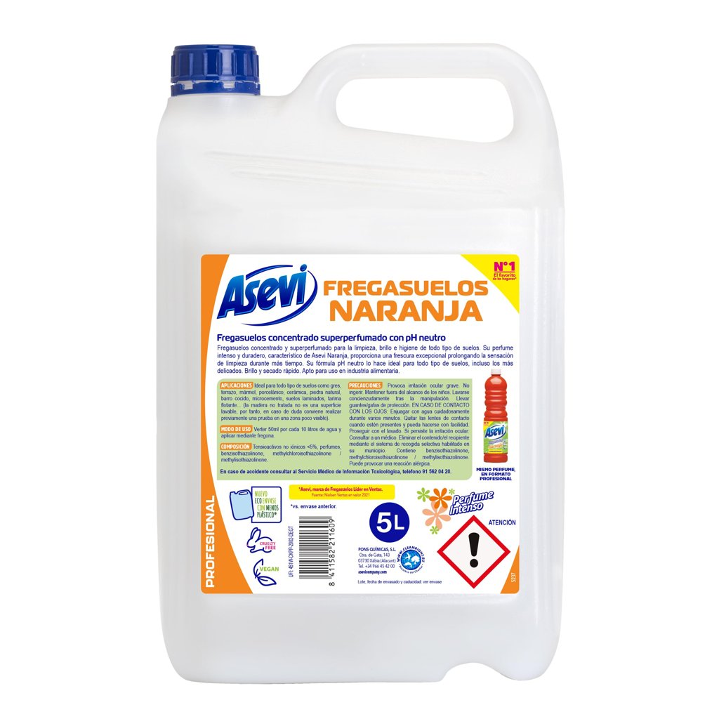 Asevi Fregasuelos Naranja: limpieza neutra para todo el suelo