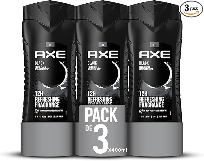 Pack 3 de Axe Gel Ducha Black para hombre – frescura intensa