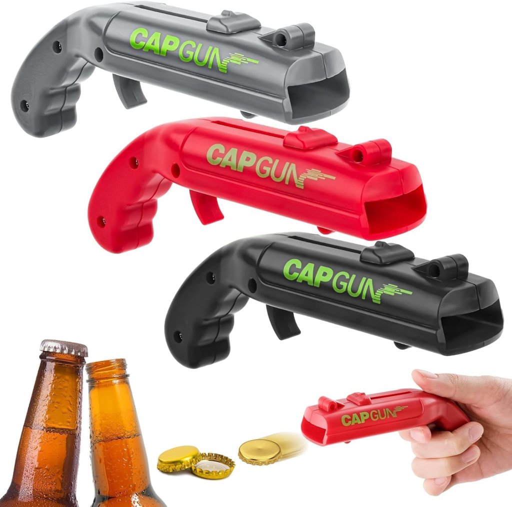 Pack de 3 abrebotellas con pistola para fiestas