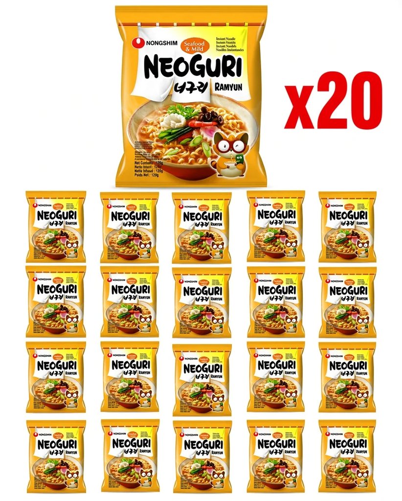 Pack de 20 fideos coreanos Neoguri sabor marisco a precio de outlet