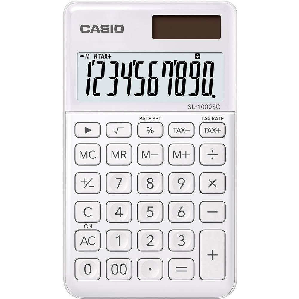 Calculadora Casio SL‑1000SC: compacta y ligera en blanco