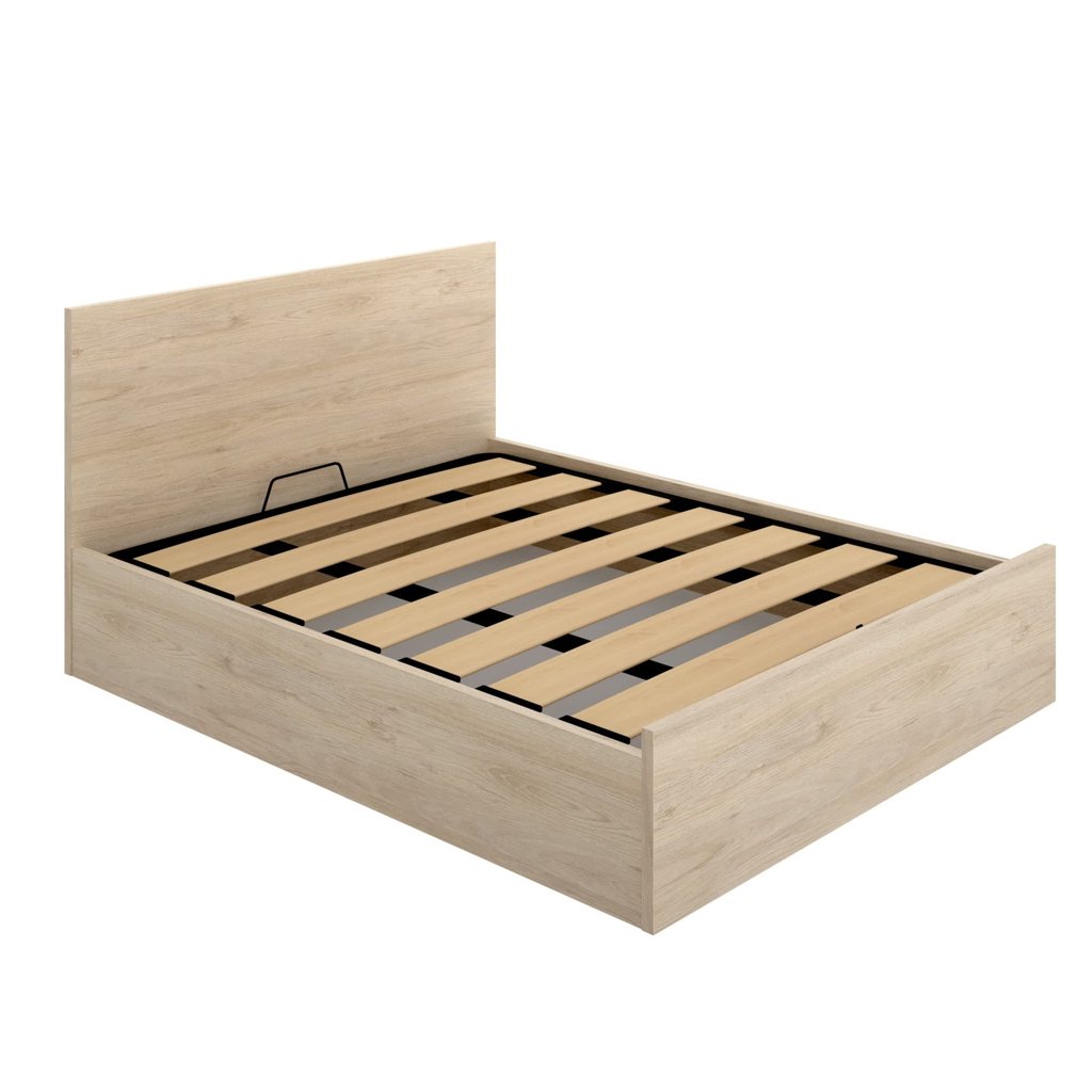 Cama canapé de roble natural 150x190 con gran ahorro
