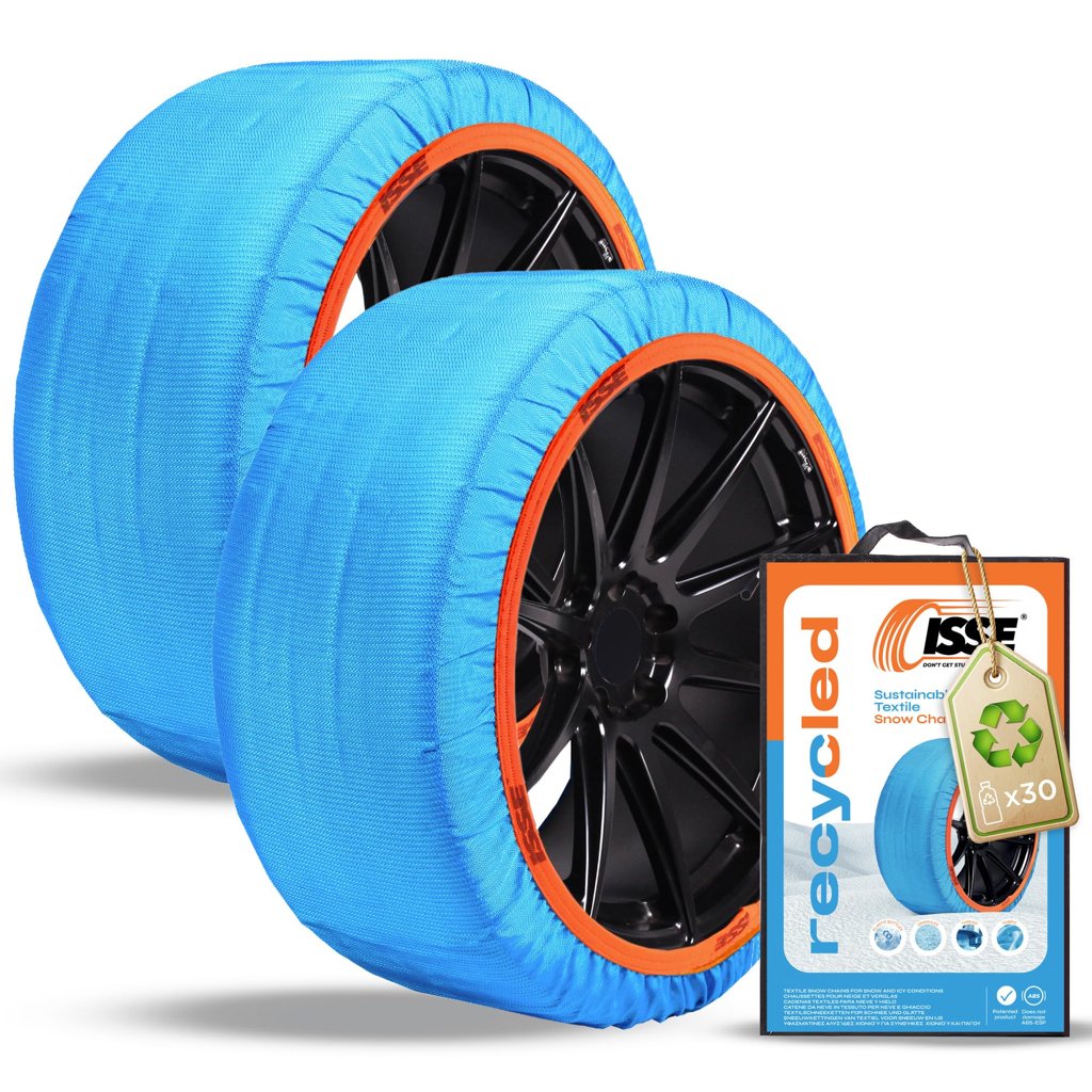Cadenas de nieve ecológicas ISSE Recycled con guantes – seguridad al volante
