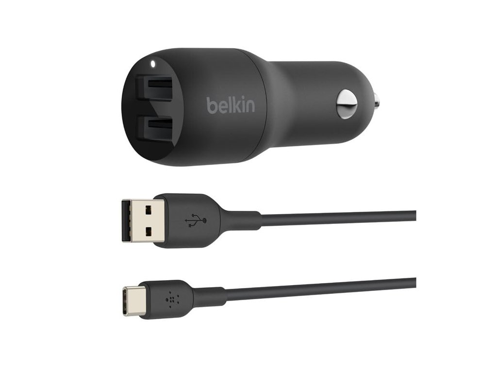 Belkin cargador de pared USB doble de 24 W Boost Charge + cable USB-A a USB-C (adaptador dual USB-A)