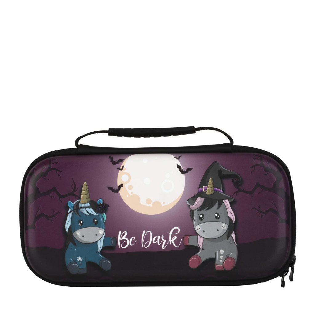 Funda rígida Konix Unik Be Dark con unicornio y espacio para 8 cartuchos