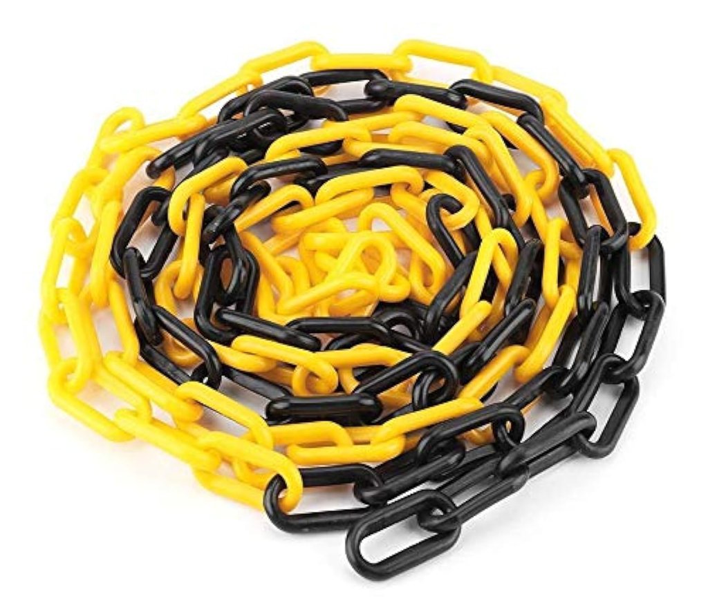Cadena plástica de 25 m en colores negro y amarillo – 6 mm