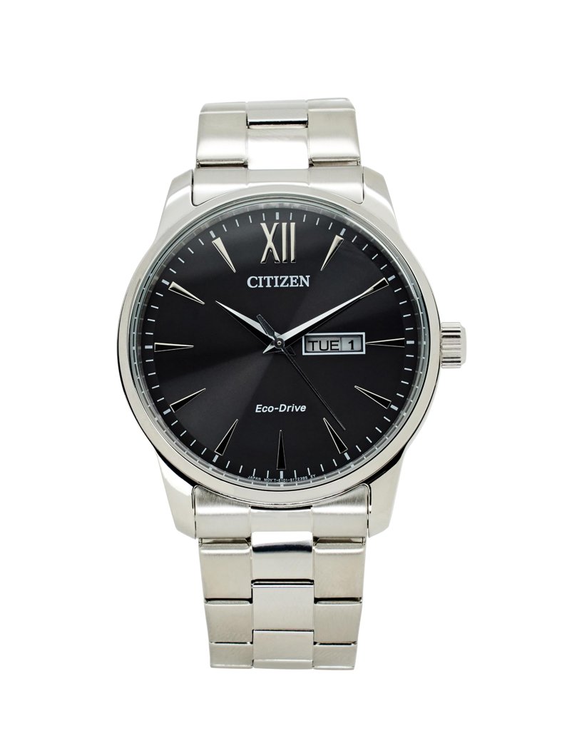 Reloj Citizen Eco‑Drive negro con brazalete de acero para hombre