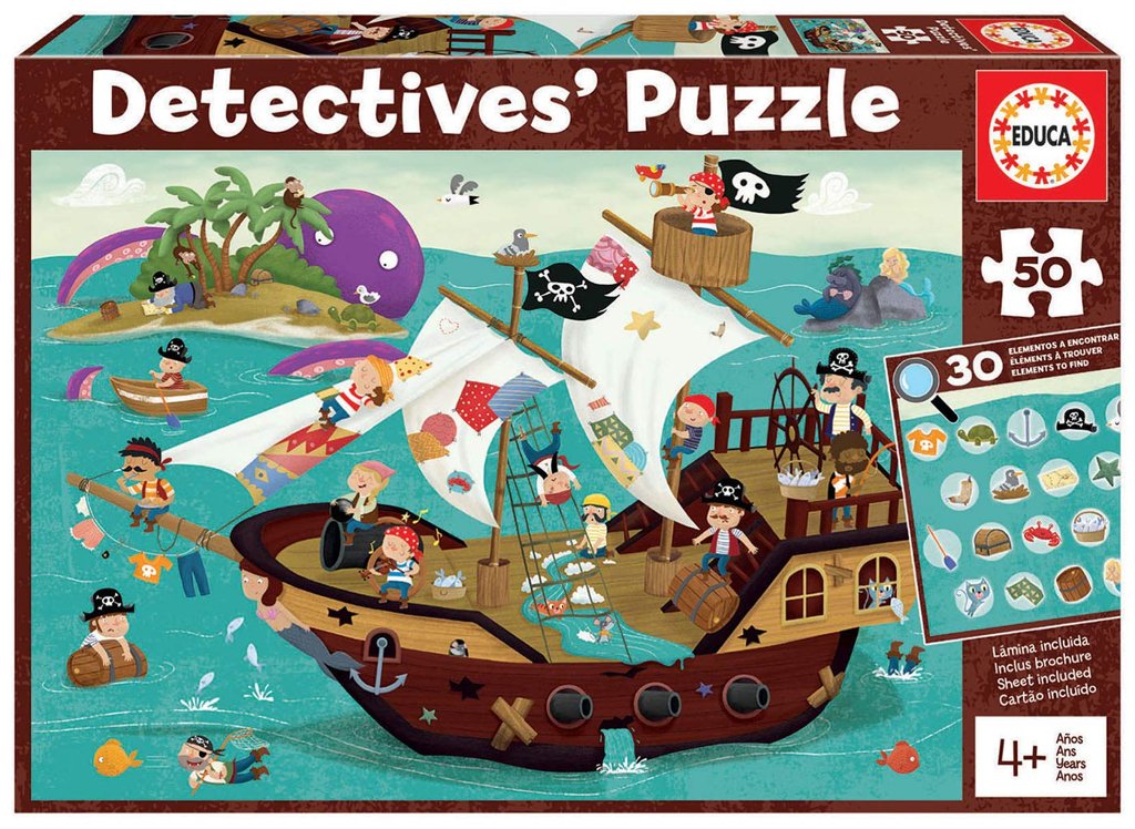 Aventúrate con los Puzzles Detectives Piratas – 2 juegos para niños