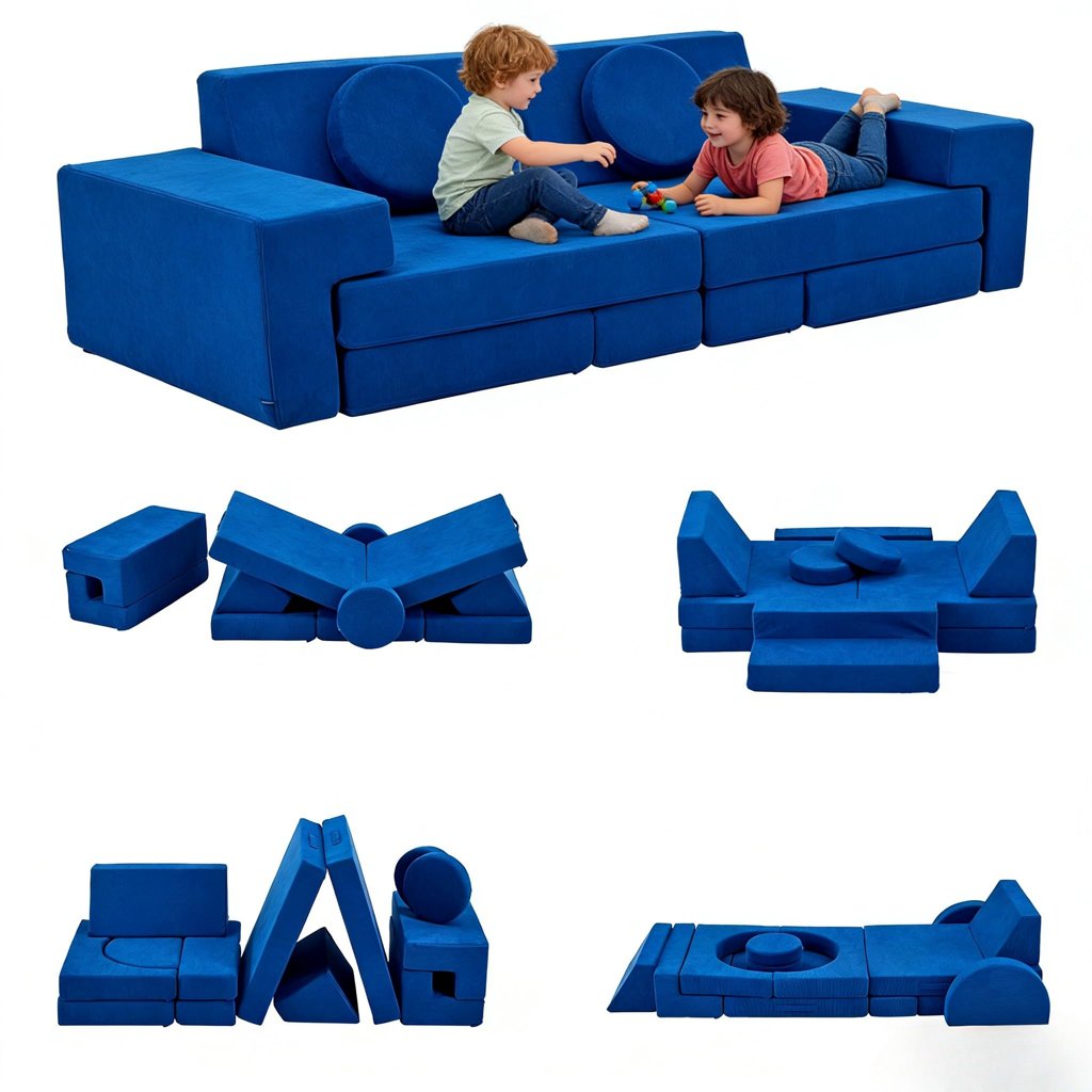 Sofá modular para niños que se convierte en bloques de juego