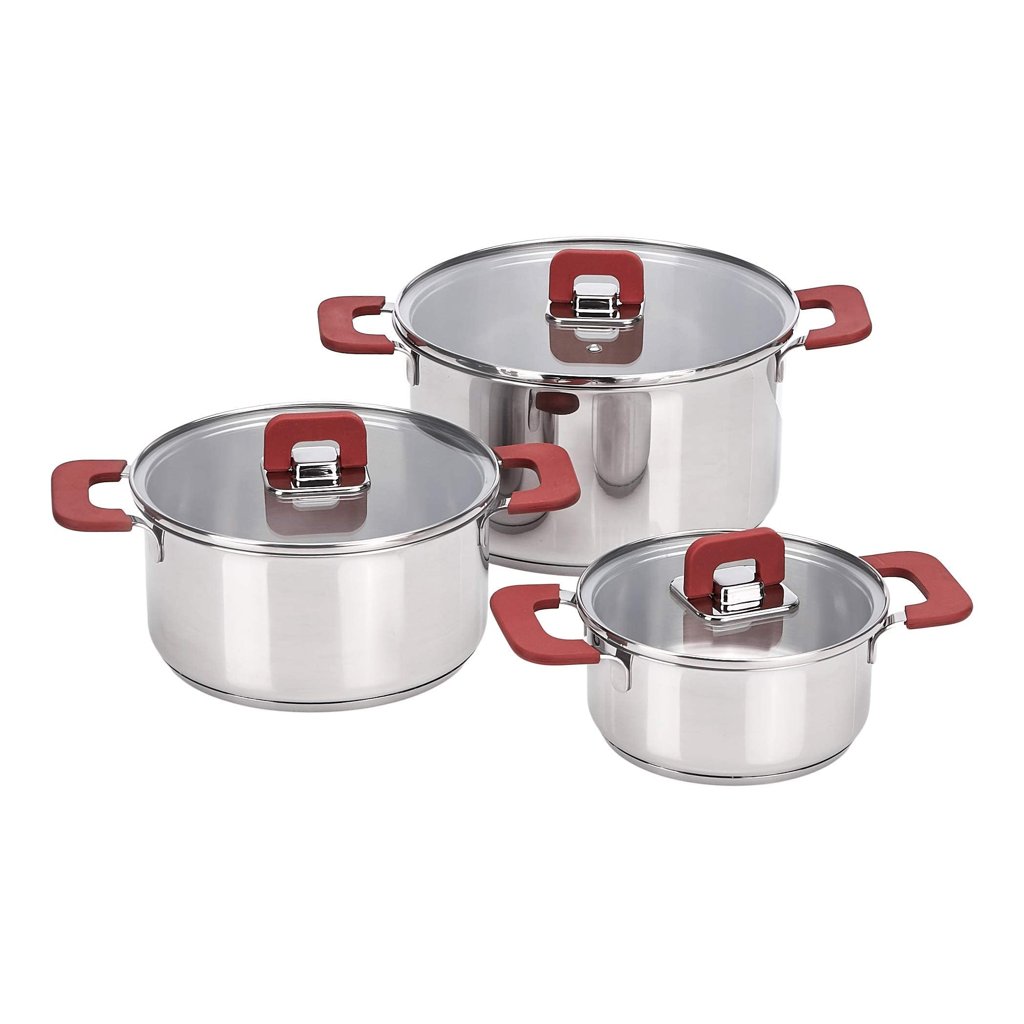 Set de ollas de acero inoxidable para inducción – 3 piezas