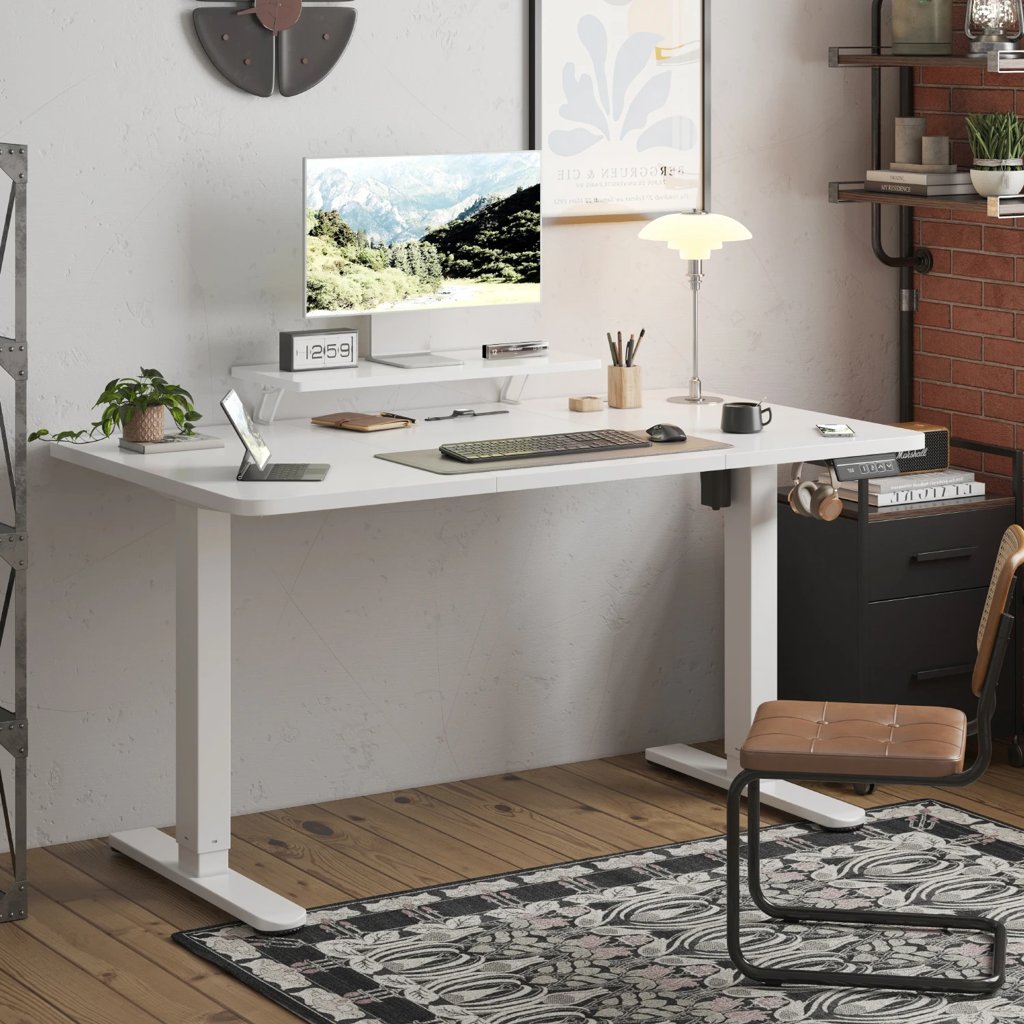 Escritorio eléctrico ajustable con memoria y soporte para monitor