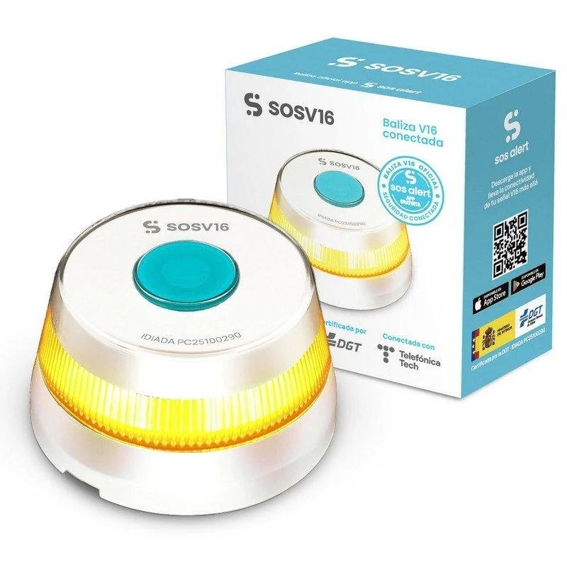 Baliza LED GPS SOSV16: seguridad homologada DGT y alcance 1 km
