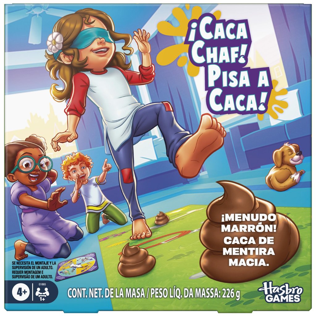 Hasbro Gaming Juego Preescolar ¡Caca Chaf!, Juegos Infantiles de esquivar Caca con los Ojos vendados, Ruleta c