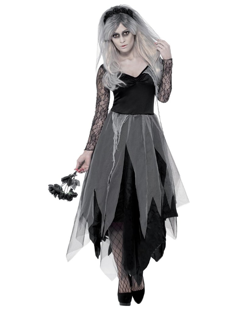 Disfraz de novia zombi rosa – vestido y velo para Halloween