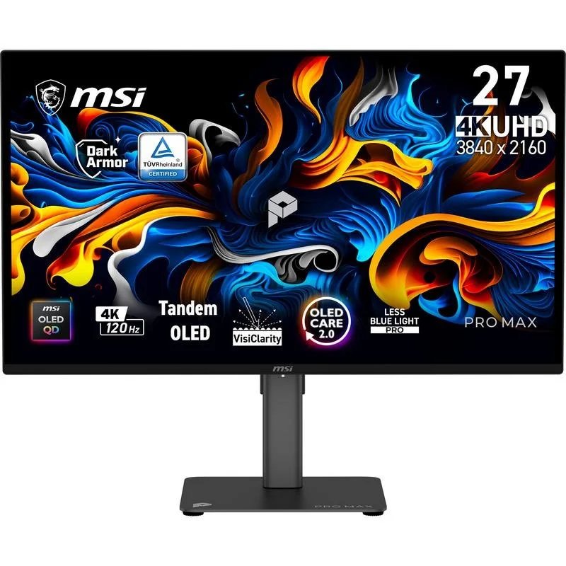 MSI Pro MAX 271UPX12G - Monitor 26,5", UltraHD 4K, 120Hz, Tandem QD-OLED, Altura Ajustable