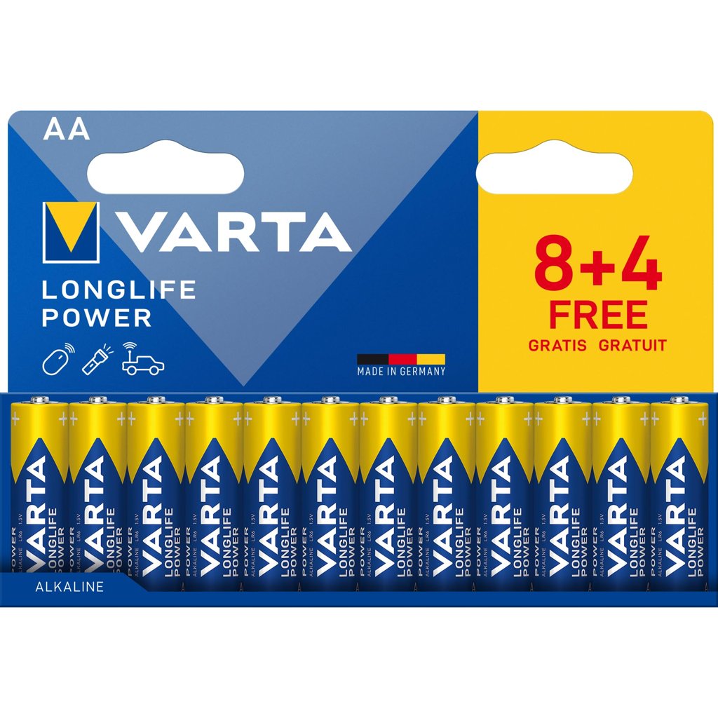 VARTA Longlife Power AA – Pack 12 de 1,5 V para tus dispositivos