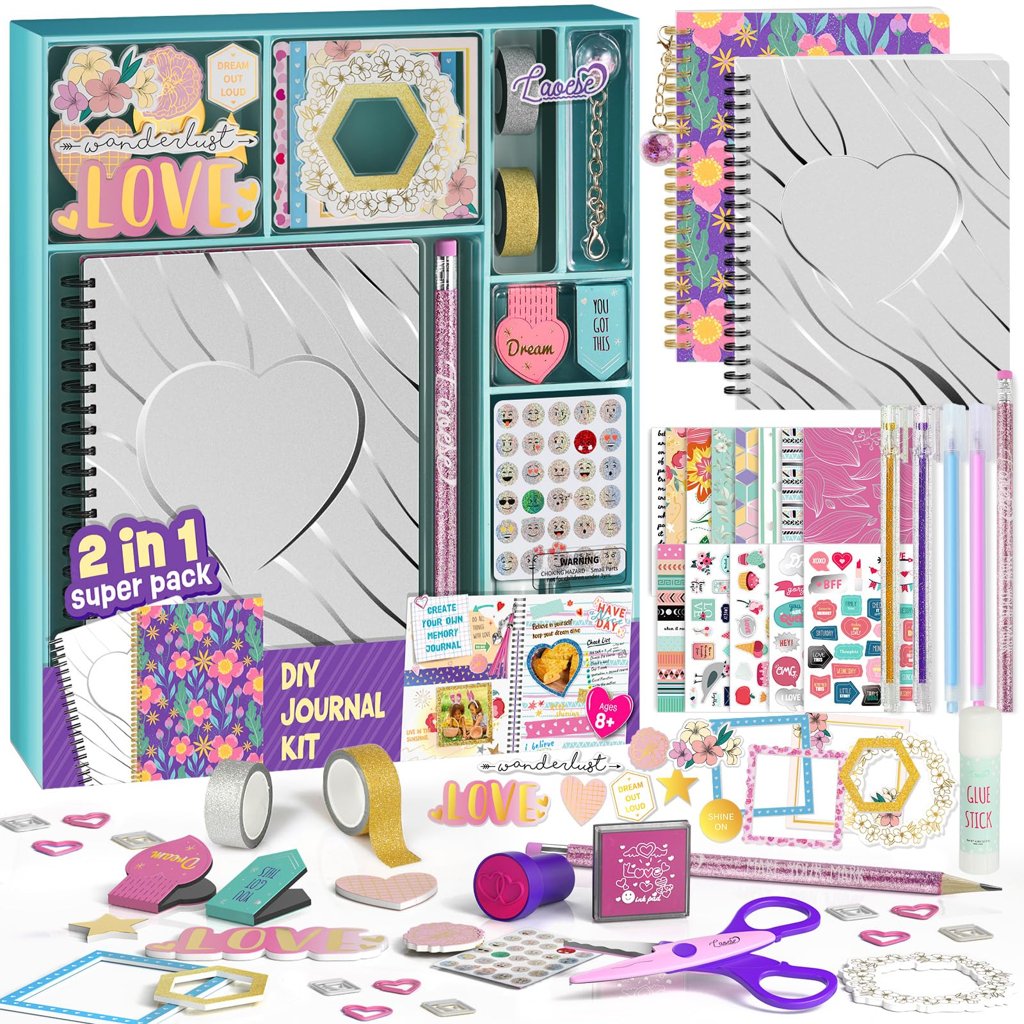 Kit de 2 Diarios Creativos para scrapbooking con múltiples accesorios