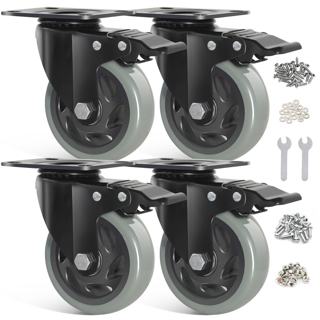 Ruedas giratorias de 100 mm para muebles, carga pesada y freno