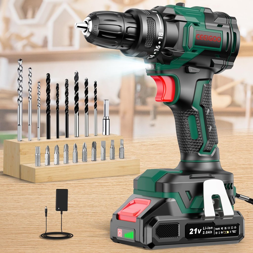 Taladro inalámbrico 21V con 20 accesorios – potencia y versatilidad