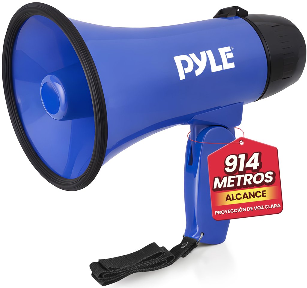 Altavoz portátil Megáfono Siren Bullhorn – Compacto y Funciona con batería con 20 W de Potencia, micrófono, 2