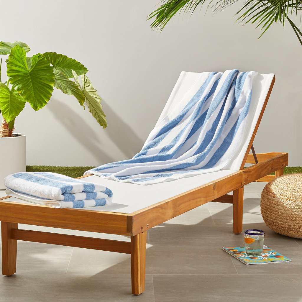 Pack de 2 toallas de algodón con rayas cabana, ideal para playa y piscina
