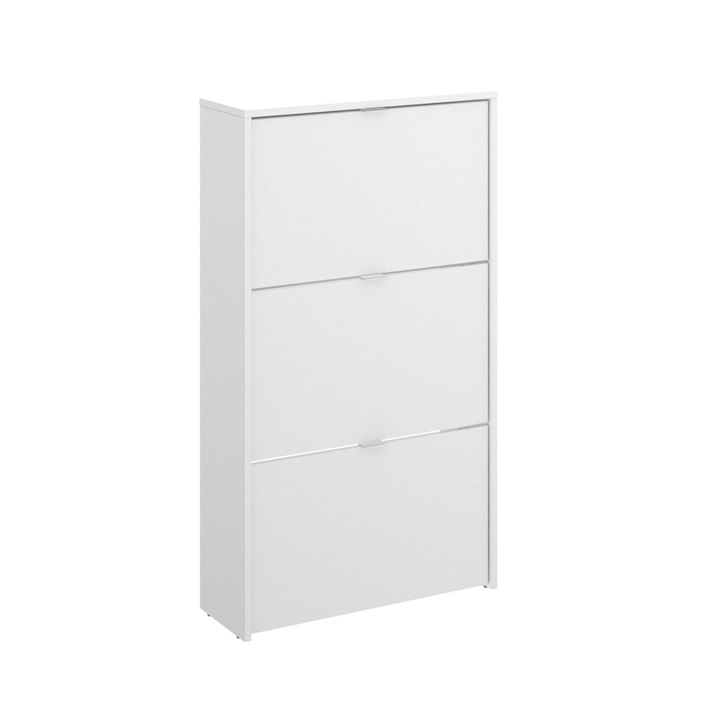 Zapatero de 3 puertas y 18 pares en blanco brillante – organización chic