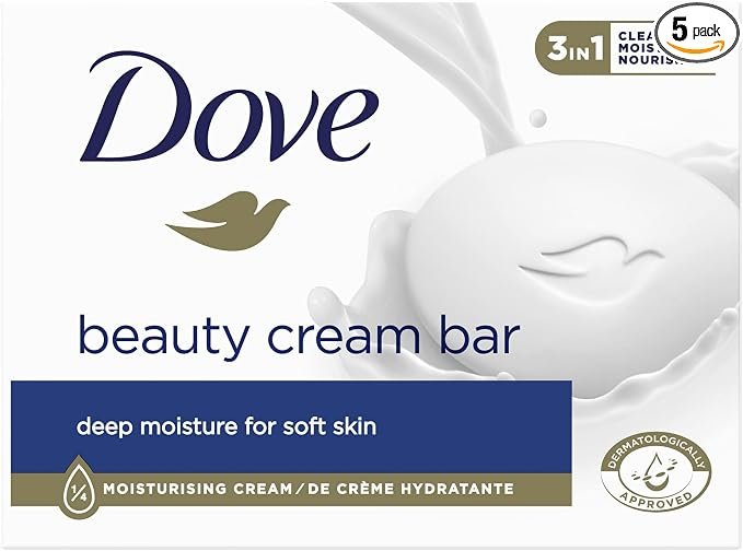Dove Jabón de manos Beauty Cream Bar con 1/4 crema hidratante para manos suaves y flexibles, 90 g (Paquete de