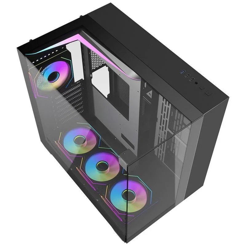 Caja Darkflash TH285A12X-BK con estilo acuario y 4 ventiladores RGB