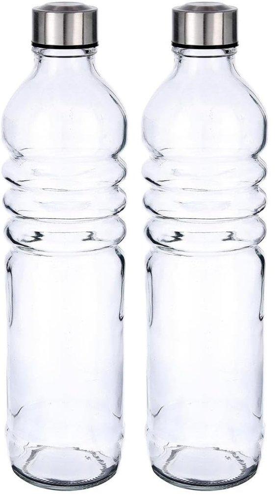 Pack de 2 botellas de vidrio de 1,25 L: estilo y frescura en tu mesa